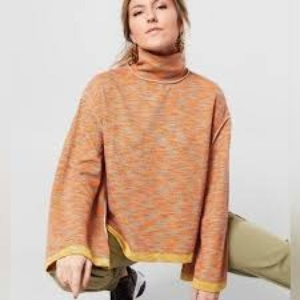 Free People Sunny Days Women’s Turtleneck Sweater Top Orange Size XS Long Sleeve